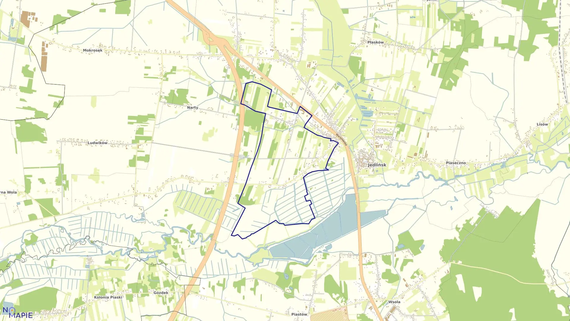 Mapa obrębu WOLA GUTOWSKA w gminie Jedlińsk